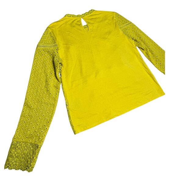 Anthropologie James Coviello Burnham Eyelet Lace Top Yellow Size Small - Picture 10 of 13